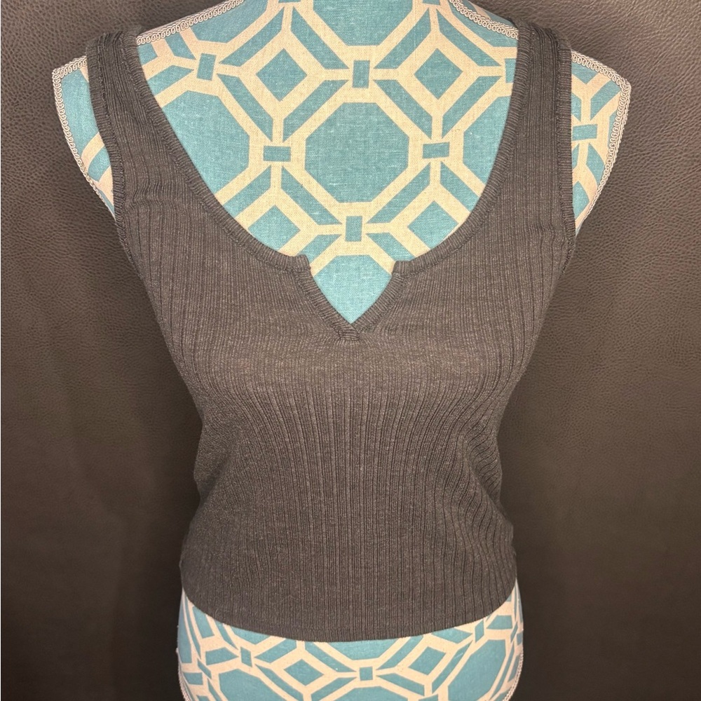 American Eagle Ribbed Tank Top Women’s Small Steel Gray Stretch Casual Basic